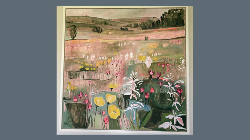Artwork showing painting of flowers