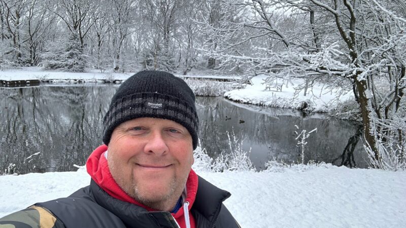 Man in snowy scene