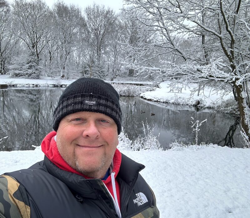 Man in snowy scene